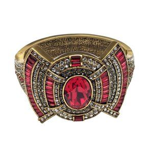 Heidi Daus Marjorie's Majestic Brilliant Red Crystal Statement Bangle Bracelet